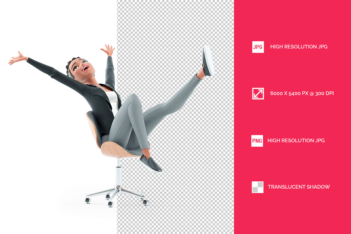 3D Successful Character Woman in Off, a Person Illustration by 3DMask