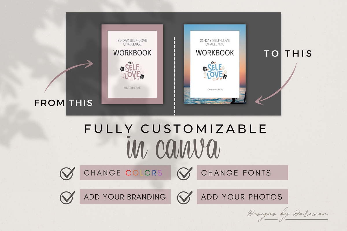 Self-Love Challenge Workbook | Canva, a Magazine Template by Designs by Darowan (Photo 10 of 10)