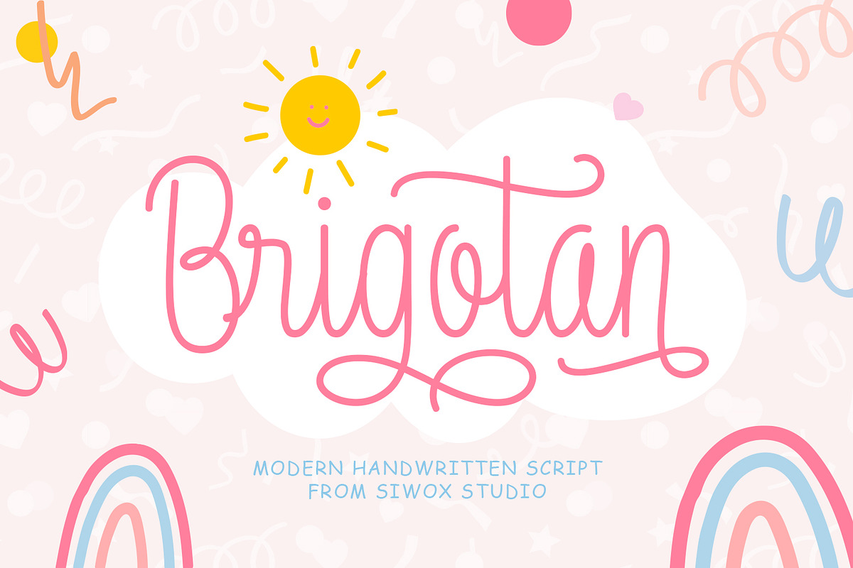 Brigotan | Cute Monoline Fonts, a Handwritten Font by Siwox Studios (Photo 1 of 7)