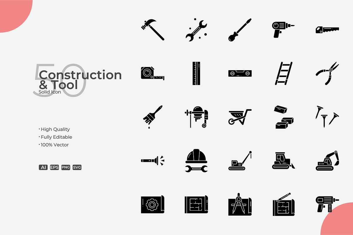Construction And Tool Outline Icons, a Solid Icon by Bloodline