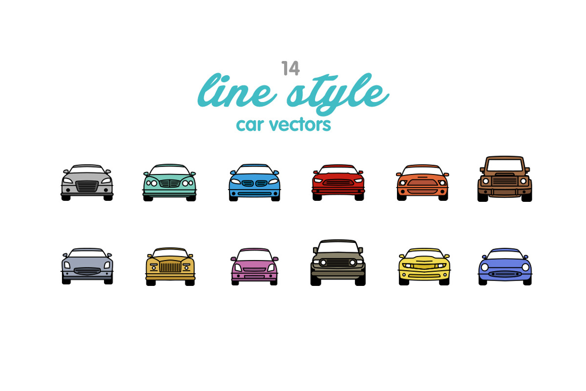 14 Line Style Car Vector, an Outline Icon by Pixellion (Photo 1 of 2)