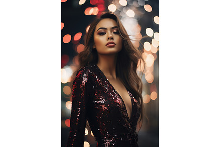 Asian woman in red sequin dress, a Beauty & Fashion Photo by Lermont51