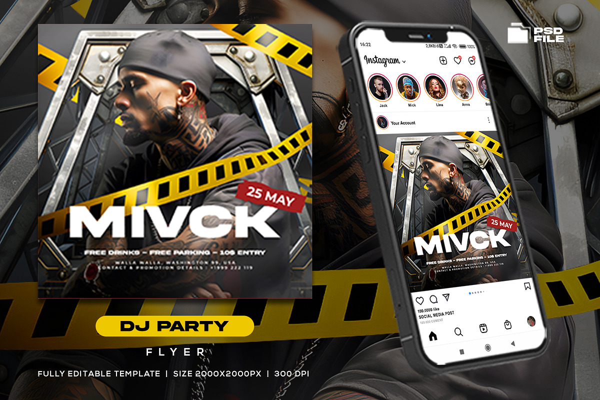 Dj Party Night Flyer Template, a Flyer Template by Rmbimo