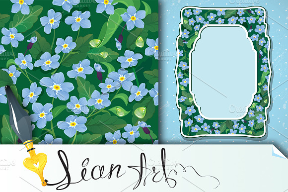 Forget me not - Seamless and card preview 2