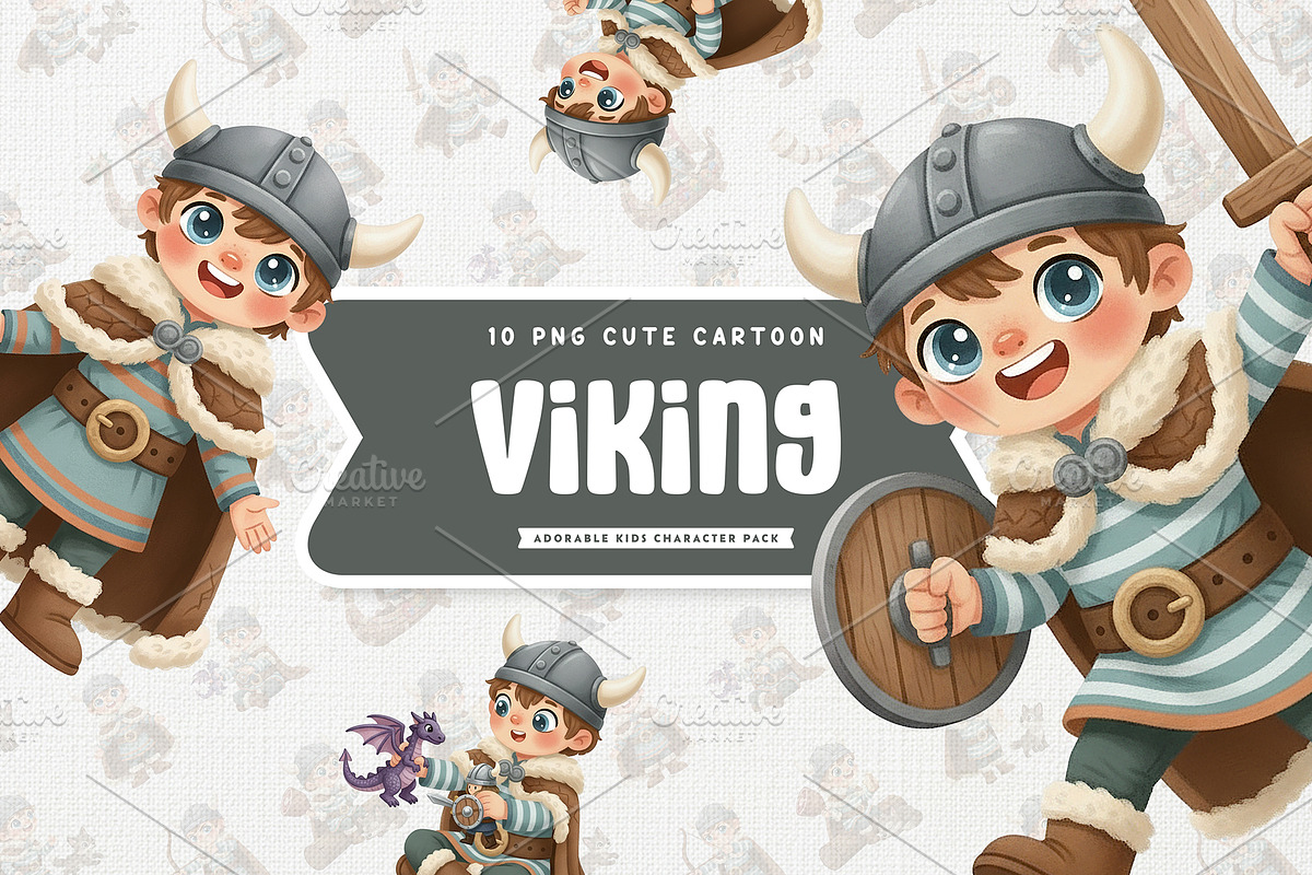 Friendly Viking Kid Cute Cartoon, a Person Illustration by Gohsantosa (Photo 1 of 4)