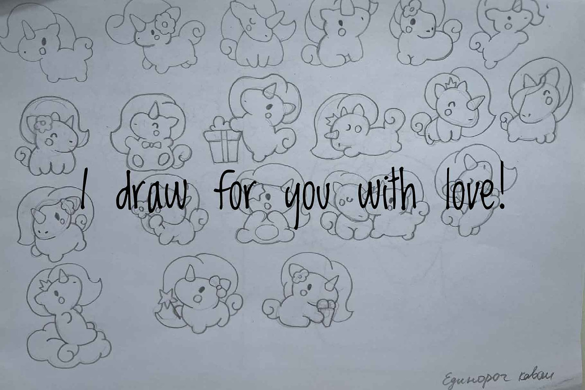Cute Kawaii Unicorn Characters, an Animal Illustration by Palau (Photo 9 of 12)