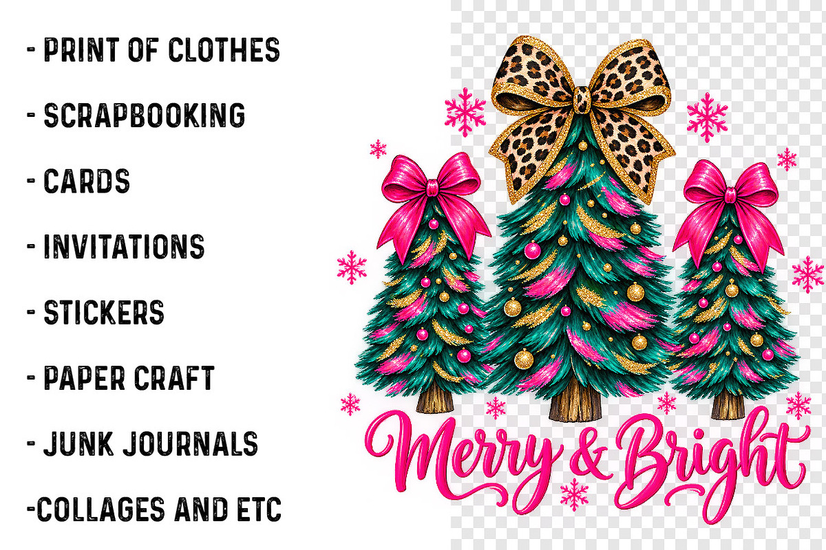 Christmas Merry & Bright Tree PNG, a Work Illustration by SinaCreation (Photo 3 of 6)