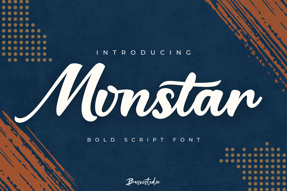 Monstar Bold Script Font, a Script Font by Basnistudio (Photo 1 of 9)