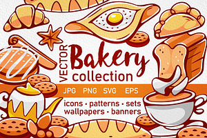 Baking & Tea Cartoon Illustration