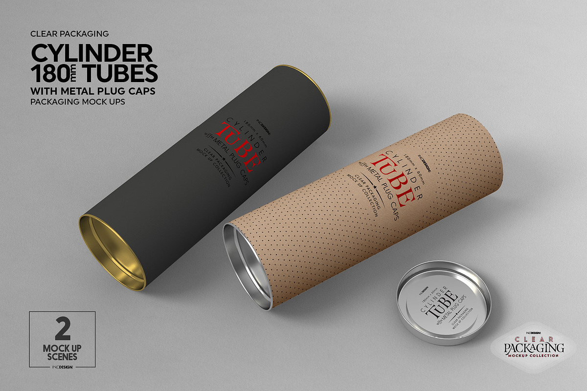 180mm Cylinder Tube Packaging Mockup, a Cups & Container Mockup by INCDesign (Photo 10 of 12)