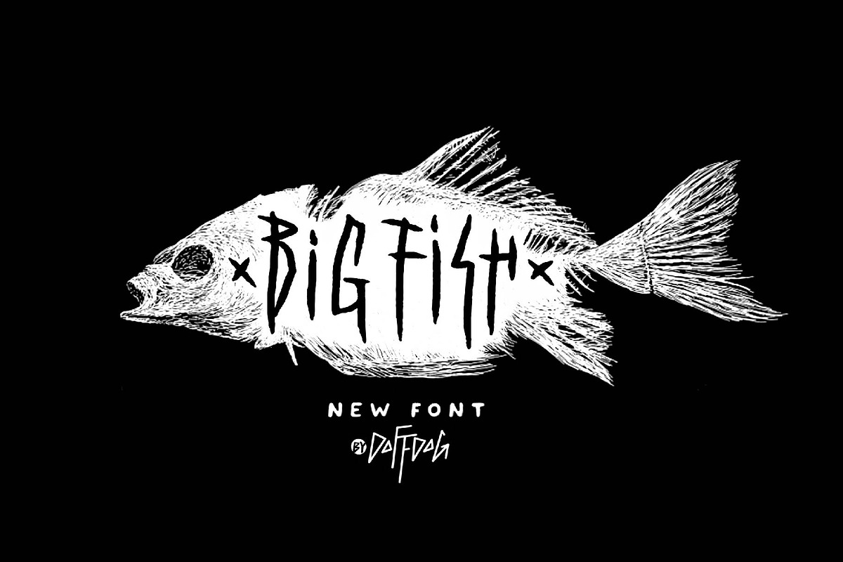 Big Fish DD - rock metal font, a Blackletter Font by doffdog (Photo 1 of 6)