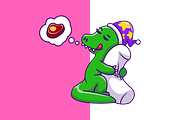 Cute Sleeping Dino Hug Pillow, an Animal Illustration by Artstorystudio (Thumbnail 2 of 3)