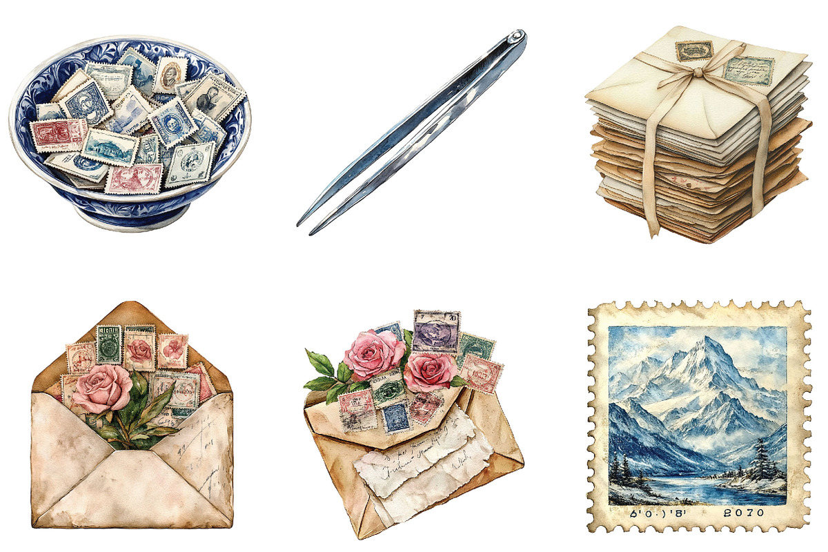 Stamp collecting Clipart, a Seasonal Illustration by Designking (Photo 5 of 5)