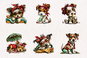 Whimsical Summer Dogs Clipart Bundle, an Illustration by CreationArt (Thumbnail 5 of 7)