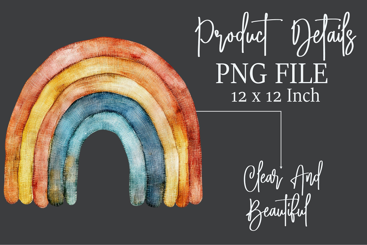 Watercolor Boho Rainbow Clipart, an Illustration by Rose Art (Photo 5 of 5)