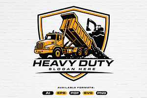 Hauling Truck and Excavator Logo, a Transportation Illustration by Guavanaboy