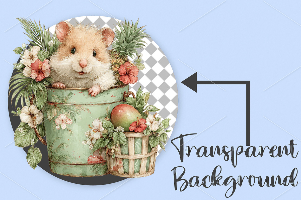 Whimsical Hamster Bucket Summer PNG, an Illustration by Canvas Craft (Photo 2 of 7)