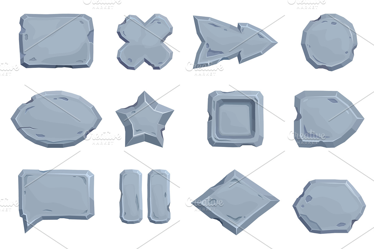 Cartoon stone boards. Game menu, an Illustration by Valerie Bodnar