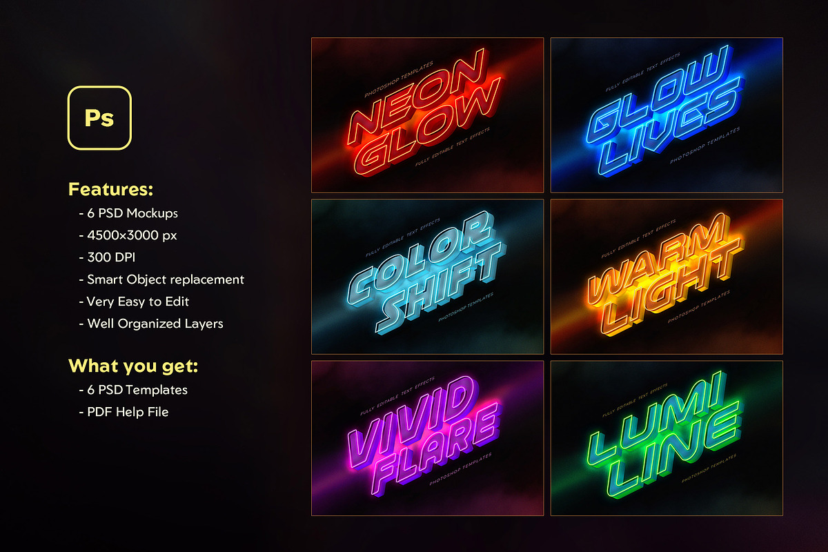 Neon Glow 3D Text Effect, a Layer Style Add-On by Andrew Skoch Design (Photo 2 of 8)