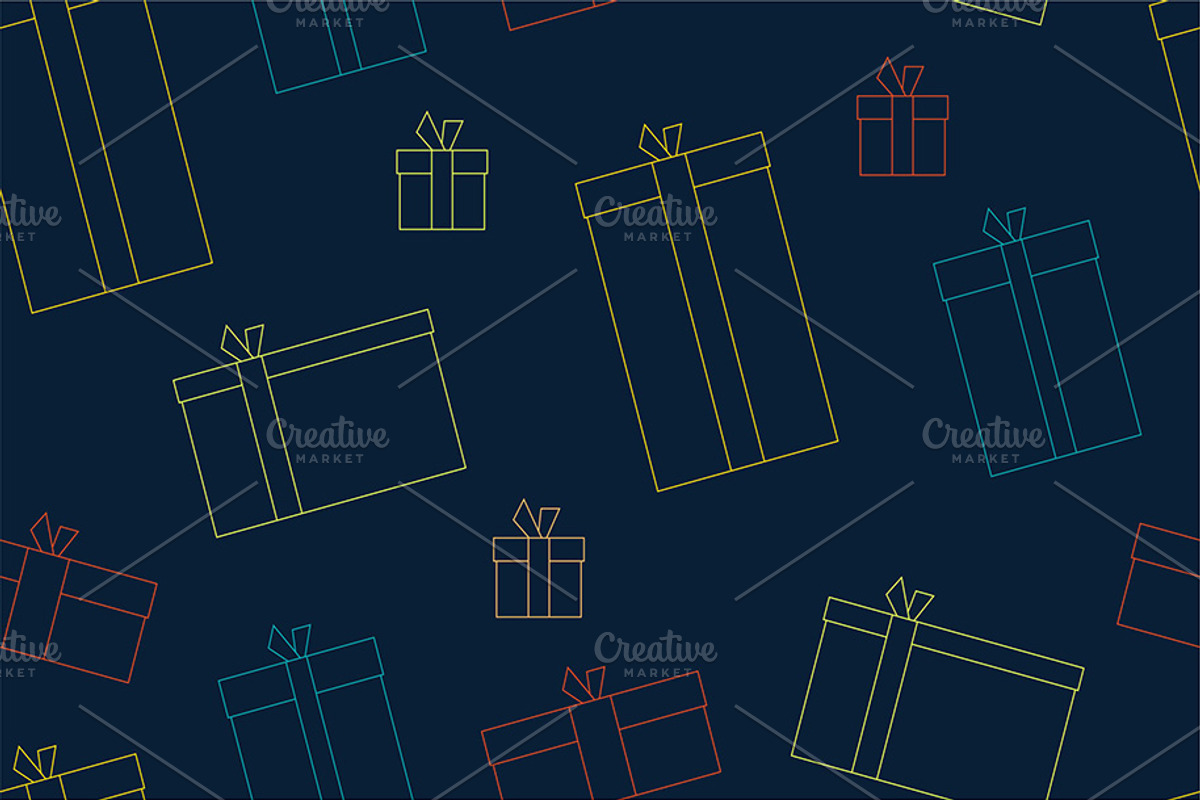 Seamless Patterns Of Gift Boxes, a Background Graphic by Volyk (Photo 6 of 6)