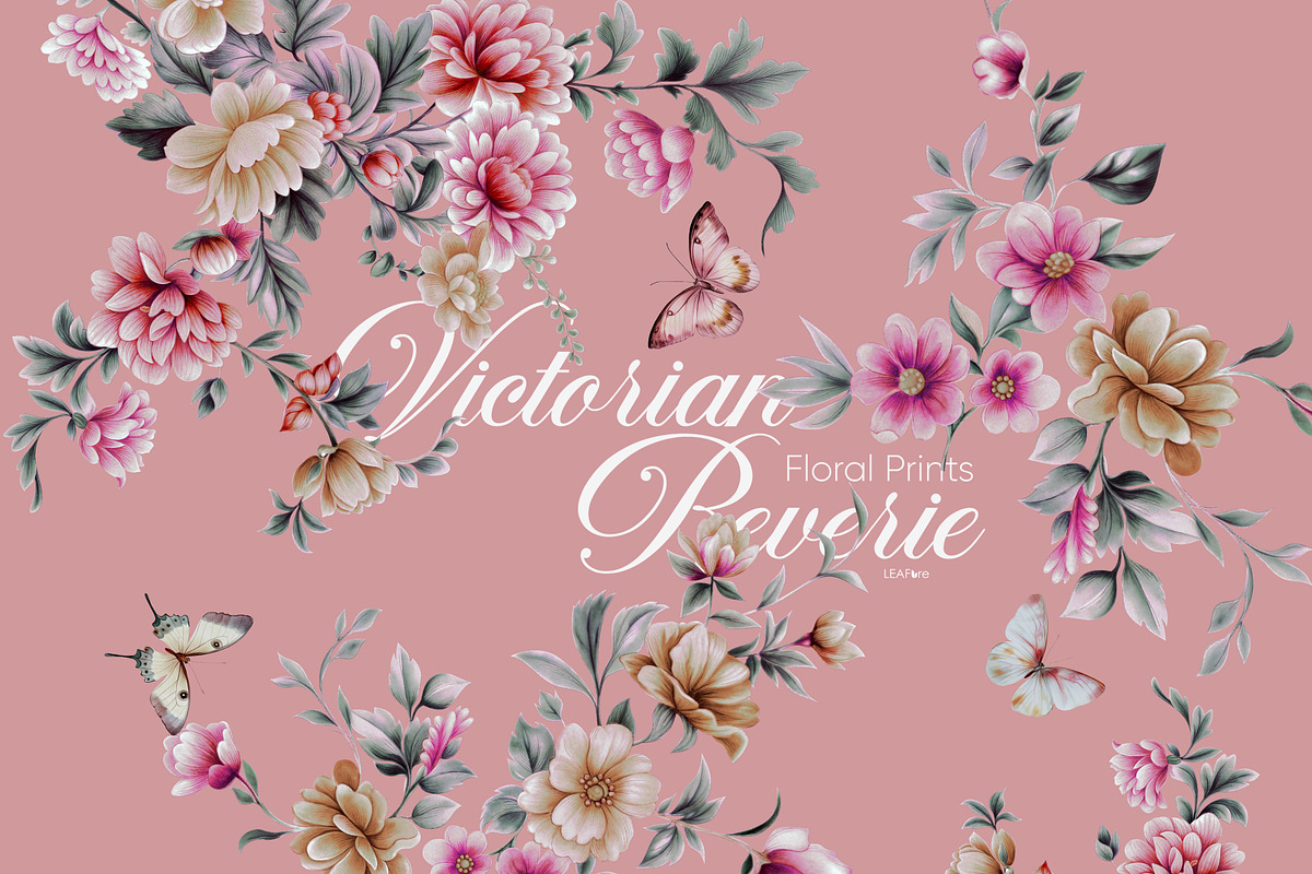 Victorian Reverie Watercolor Prints, a Pattern Graphic by LEAFure (Photo 1 of 9)