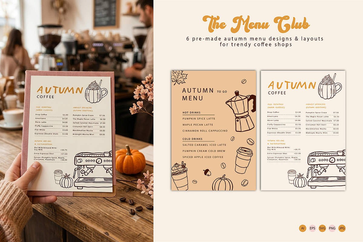 Retro Autumn Coffee Clipart Vector, a Seasonal Illustration by SunnJaneArt (Photo 7 of 19)