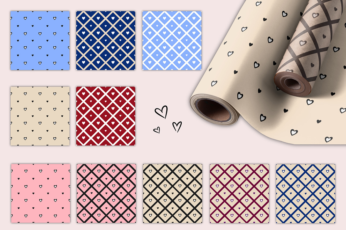 Tender Hearts Seamless Pattern Set, a Pattern Graphic by ZabolotnaArt (Photo 5 of 6)