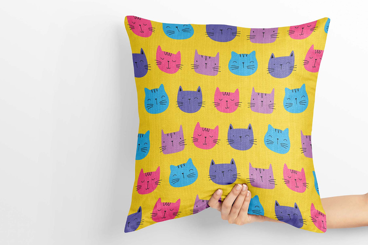 Colorful Cat Faces Seamless Pattern, a Pattern Graphic by Irina Ostapenko (Photo 5 of 5)