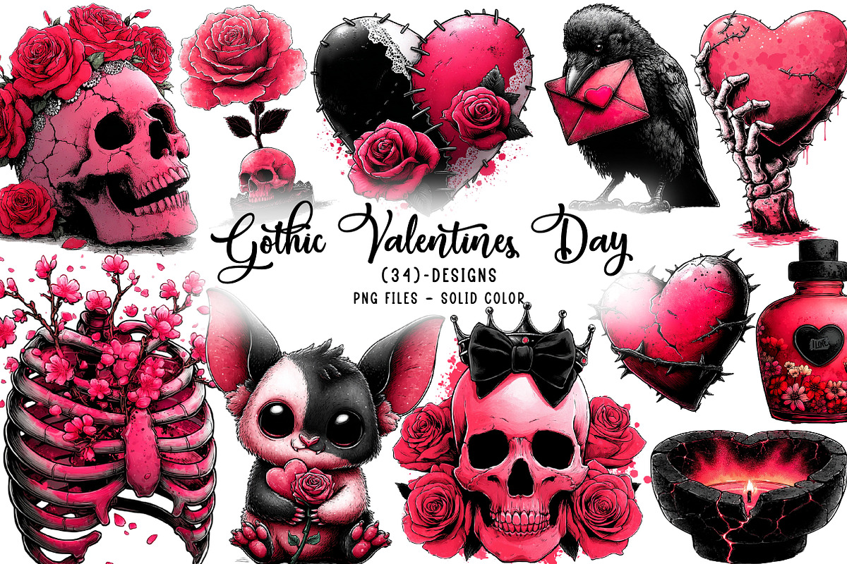 Gothic valentines day sublimation, an Illustration by CreationArt (Photo 1 of 6)
