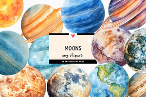Watercolor Planet Solar System PNG, a Decorative Illustration by illuztrate