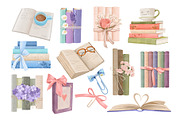 Watercolor Floral Books Clipart, an Education Illustration by ArtGiftsStudio (Thumbnail 2 of 5)