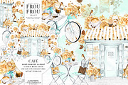 Watercolor Coffee Paris Cafe Clipart, a Decorative Illustration by Frou Fou Craft (Thumbnail 1 of 4)