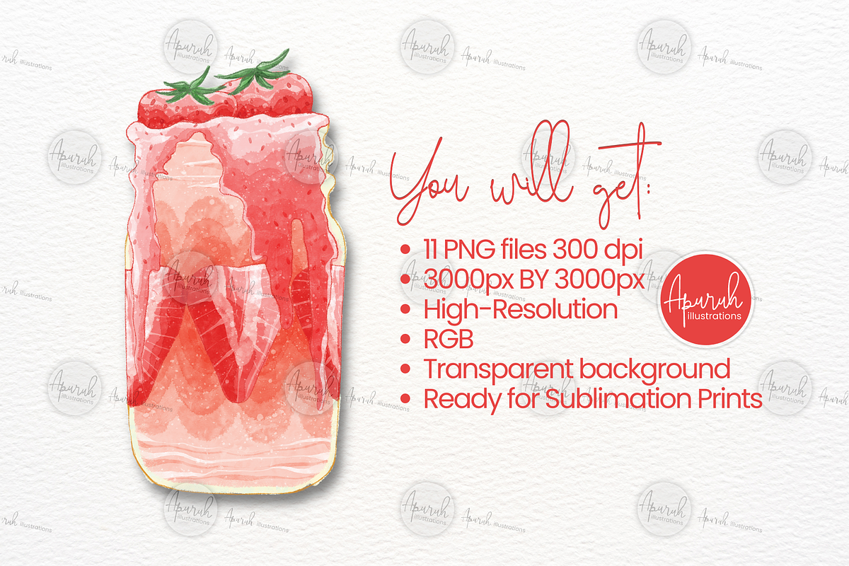 Strawberry Smoothies Watercolor, a Food Illustration by creationsbyapuruh (Photo 4 of 5)