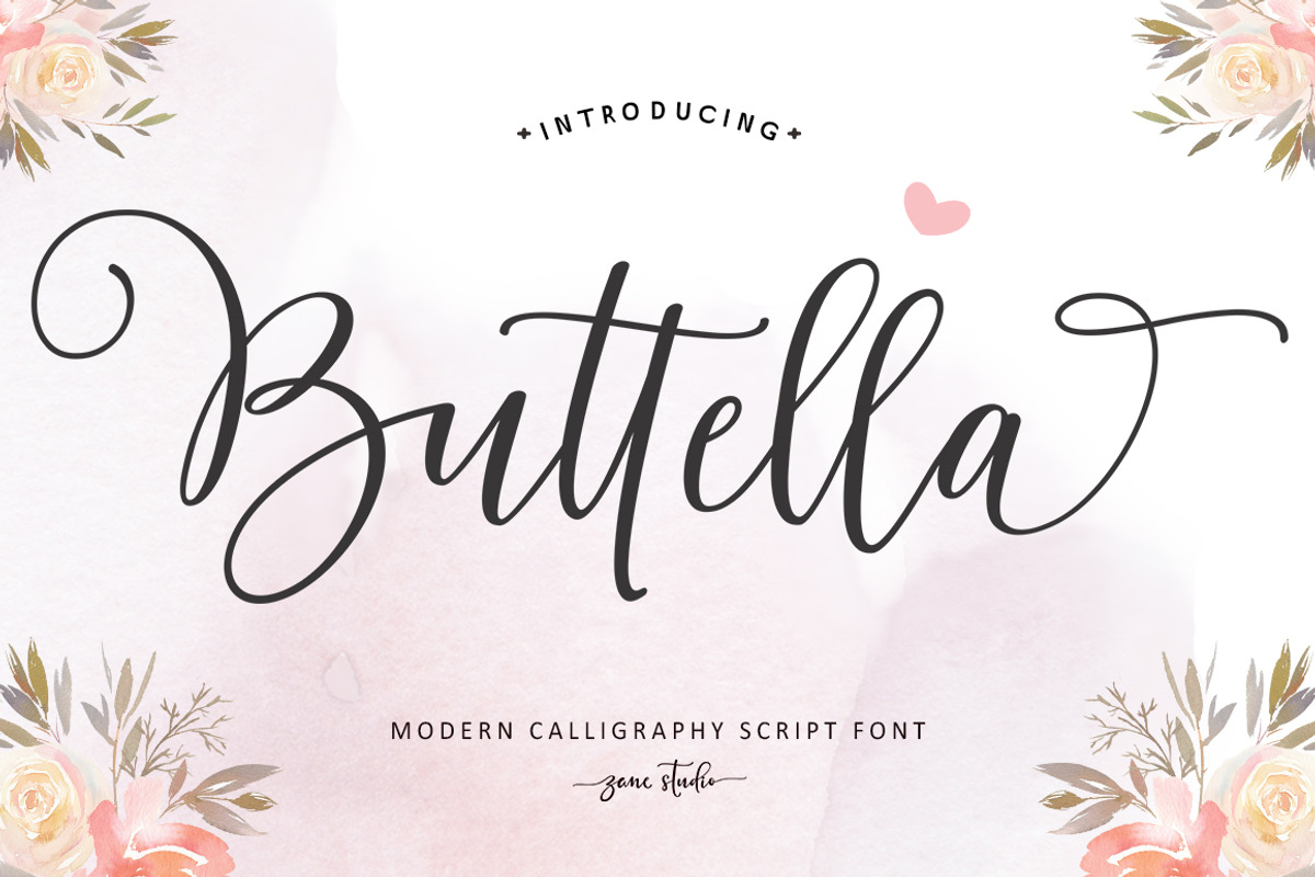 Buttella Script, a Script Font by Zane Studio (Photo 1 of 7)