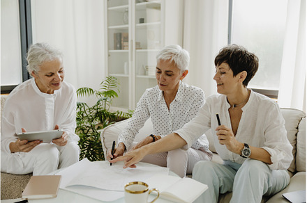 Group of happy business lady working