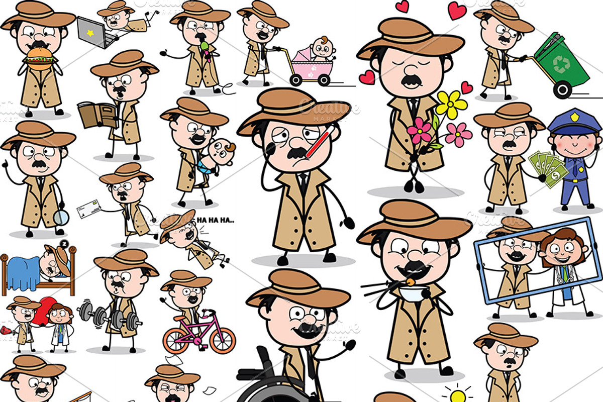 Detective ~ Cartoon Character Set, a Person Illustration by The Toon Company (Photo 6 of 7)