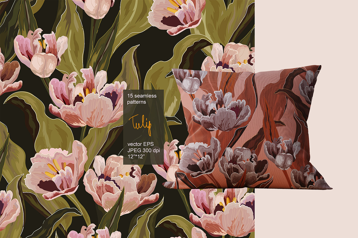 Tulip seamless vector set, a Pattern Graphic by PatternsBlooming (Photo 7 of 8)