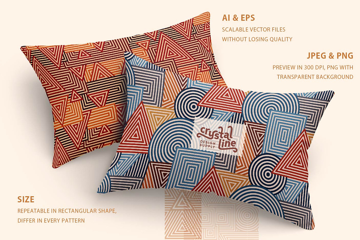 Retro Geo 01, a Pattern Graphic by Crystal Line (Photo 2 of 7)