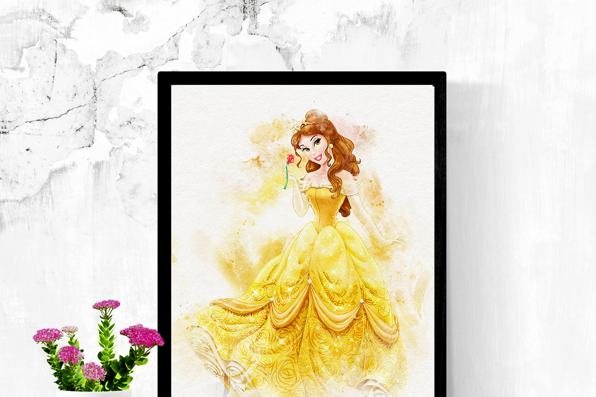 Princess Belle Watercolor Art, a Person Illustration by Designbudy (Photo 9 of 12)