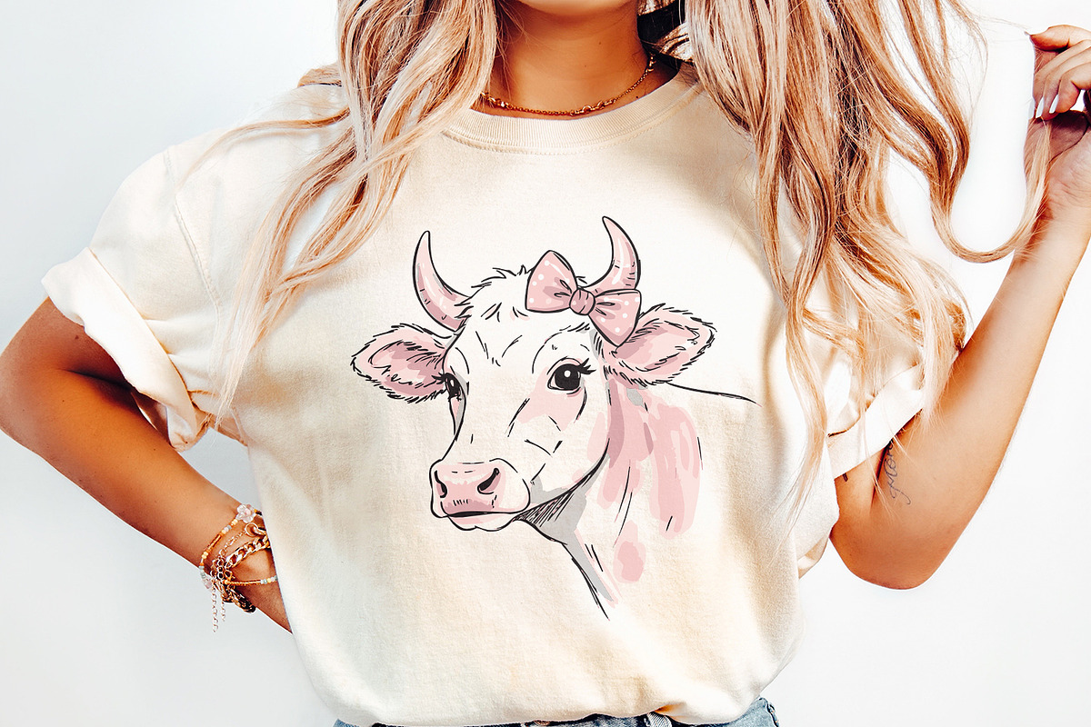 Coquette Cow Tshirt Design, cute, an Illustration by SharpMarketplace (Photo 2 of 9)