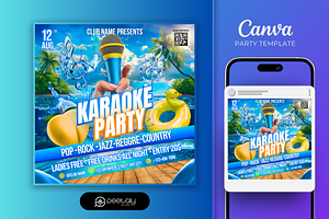 Summer Karaoke Flyer Canva Template