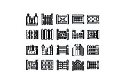 Fence and gate barriers line icons, an Object Graphic by pikepicture (Thumbnail 1 of 3)