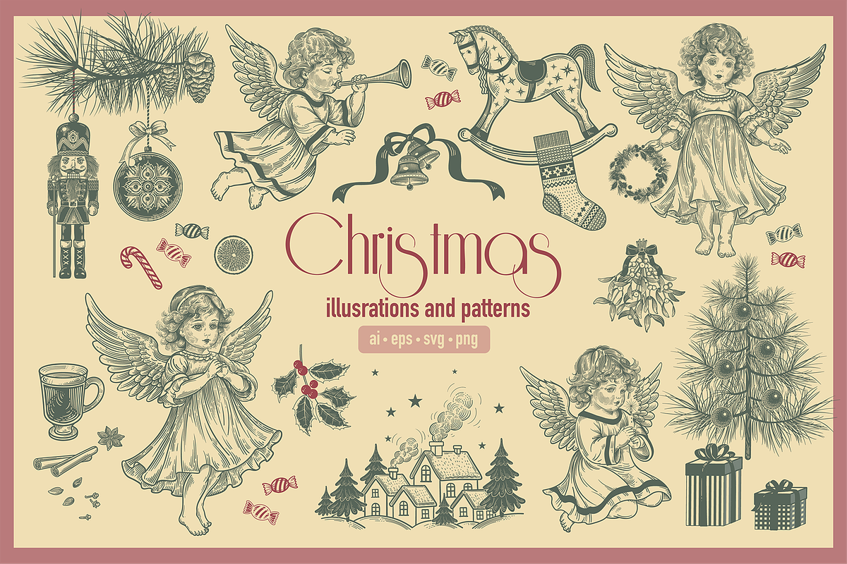 Hand-drawn Christmas illustrations, an Object Graphic by MarinaVorontsova (Photo 1 of 9)