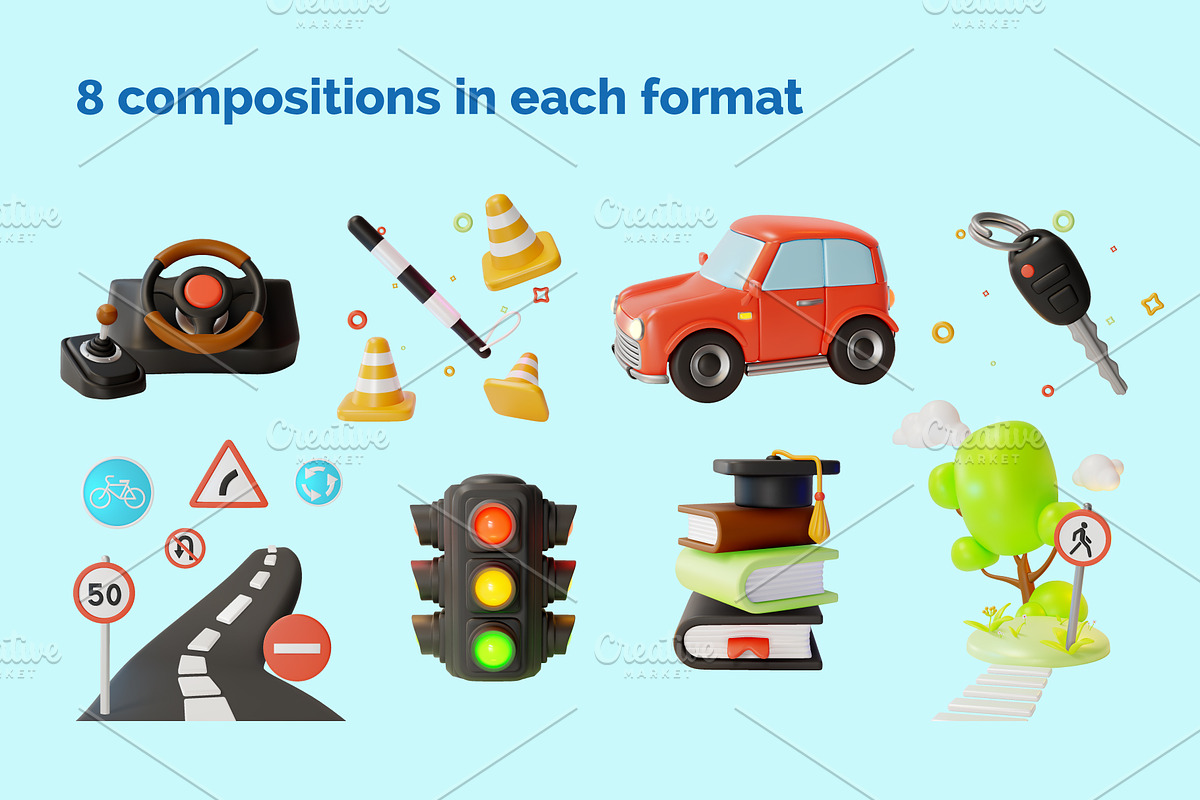 3d Driving  School Illustration Set, a 3D by 35lab (Photo 2 of 6)