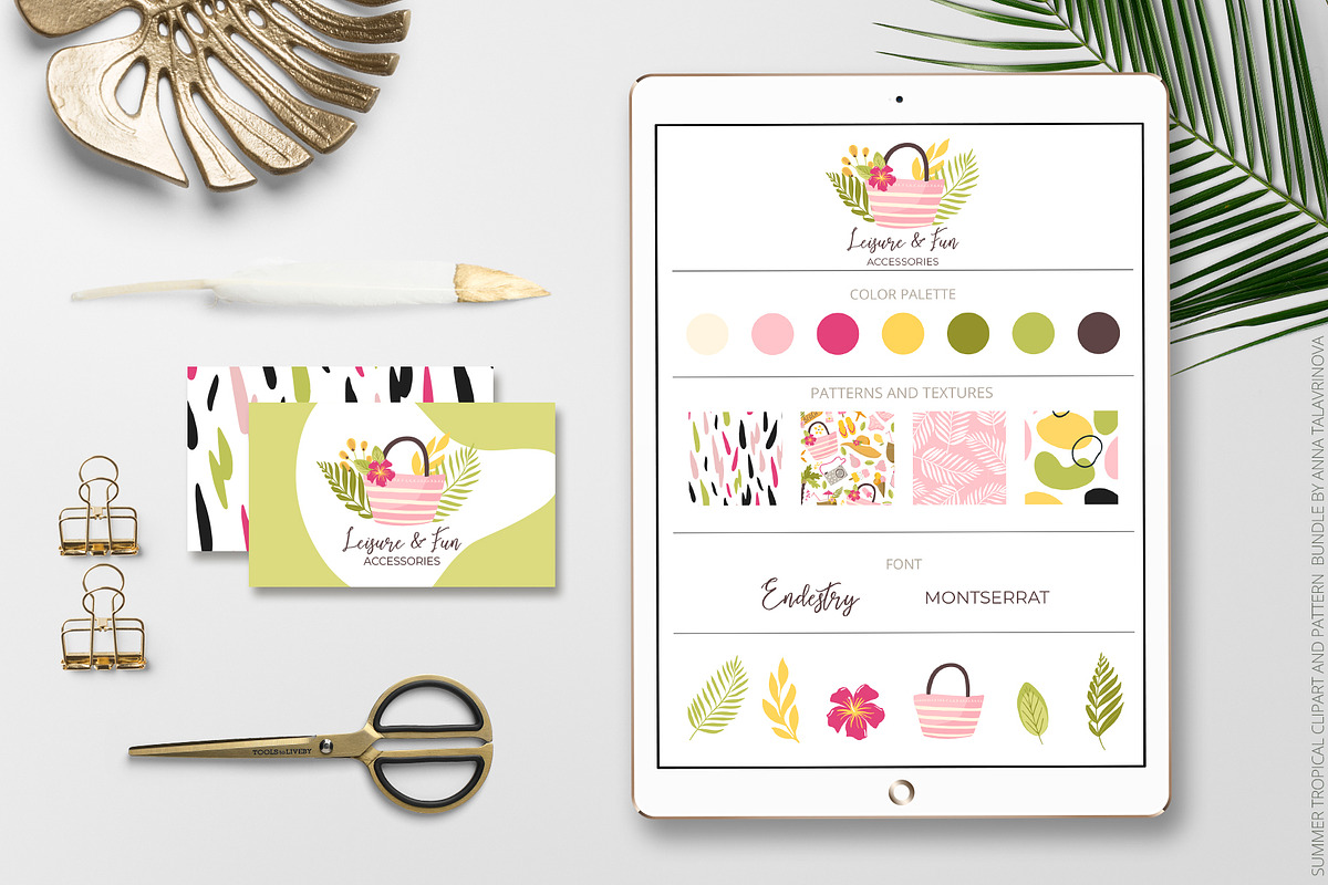 Summer Tropical clipart & patterns, an Illustration by Cozy pattern shop (Photo 5 of 6)