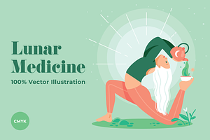 Lunar Tea Illustration, a Person Illustration by @JennyPaintsWithPixels
