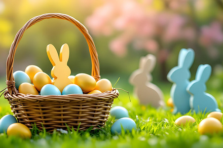 Colored or decorated Easter eggs, a Holiday Photo by Volff