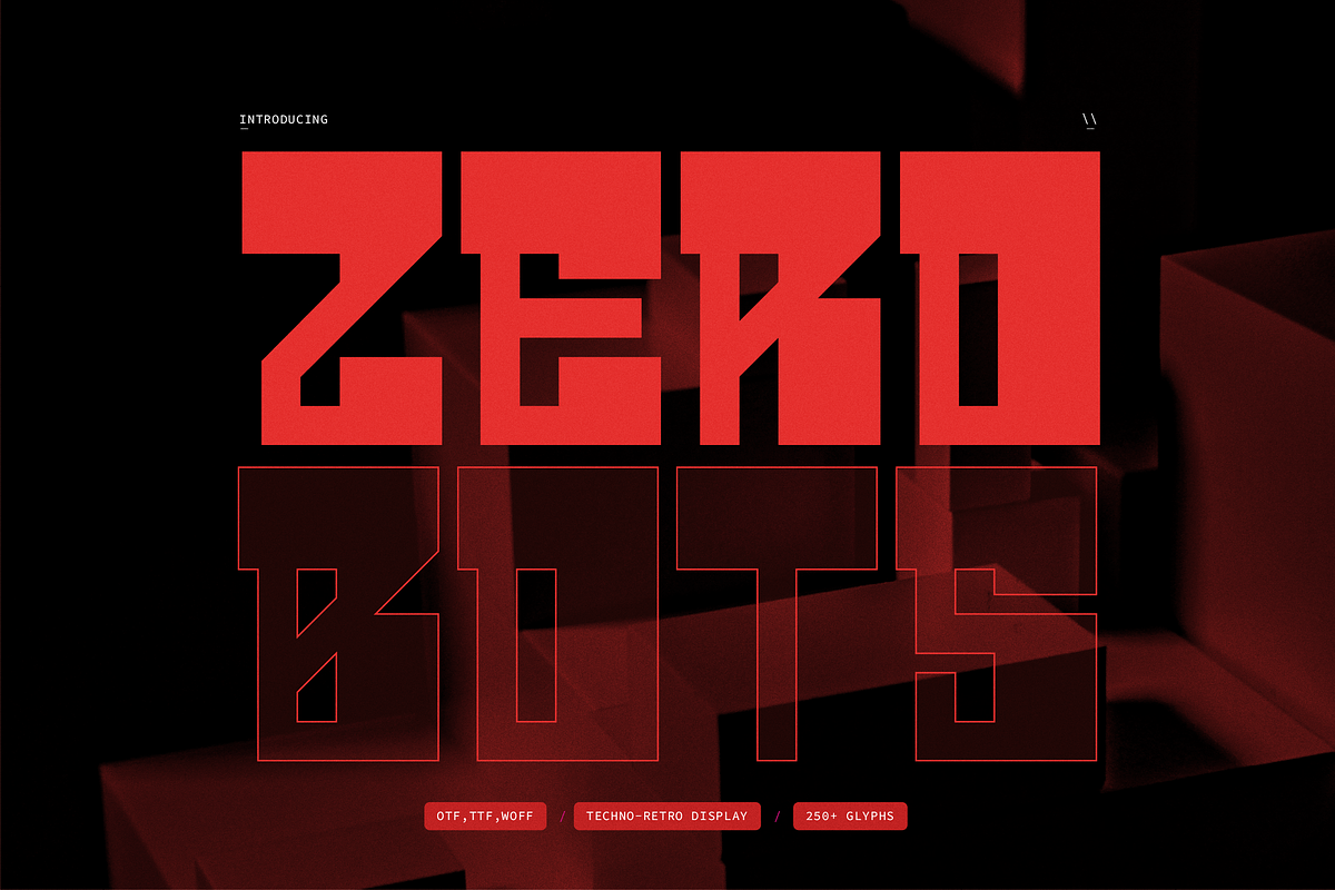 Zero Bots | Techno Retro Display, a Font by gracetype_studio (Photo 1 of 12)