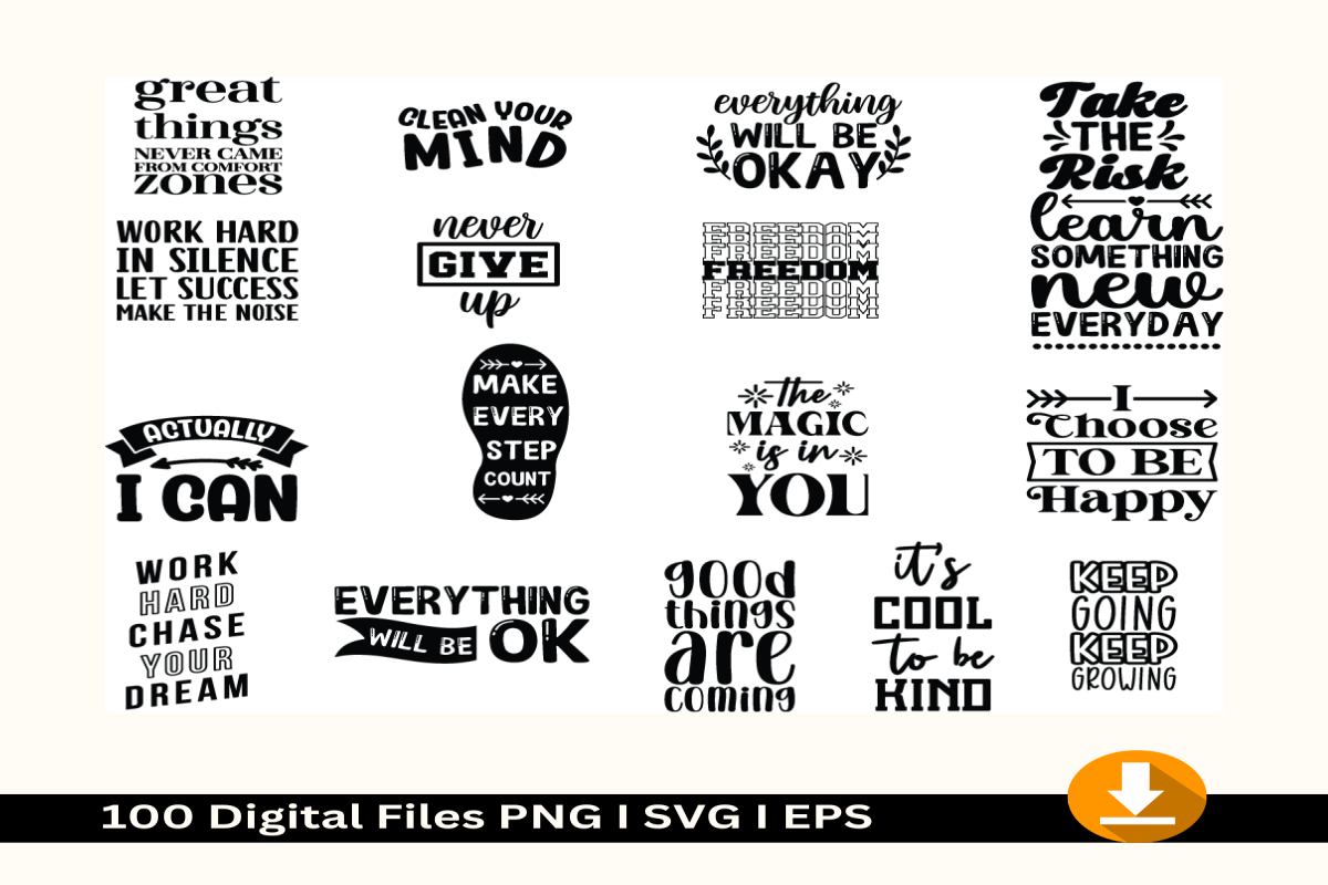 100 Inspirational Quote-Bundle, an Object Graphic by Jadugar Design Studio (Photo 8 of 19)