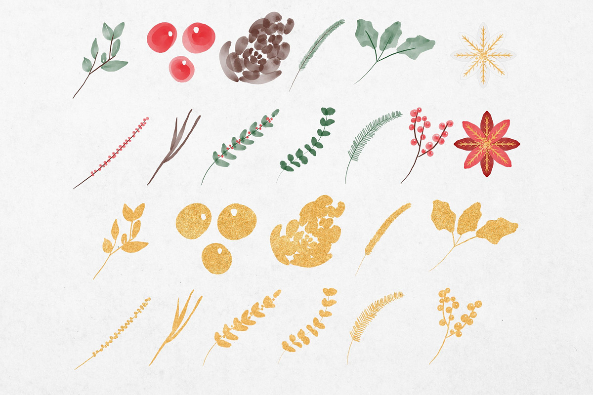 Watercolor Christmas Clipart, an Illustration by Pixafied (Photo 2 of 3)